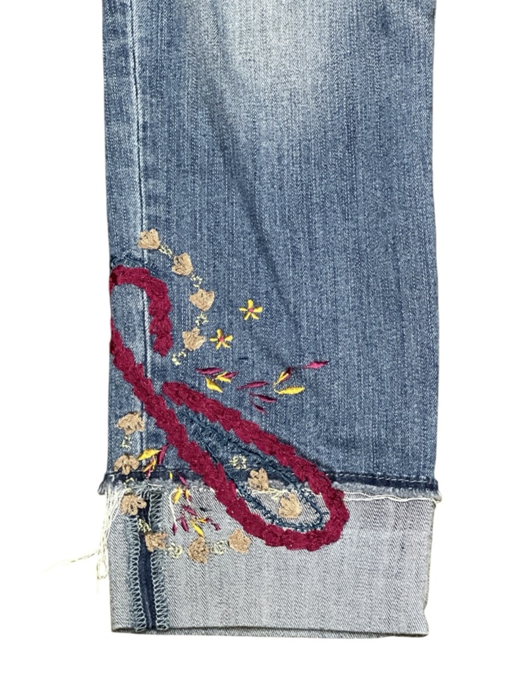 WHBM Women's Cuffed Embroidered Slim Crop Jeans Size 2 - Picture 4 of 9